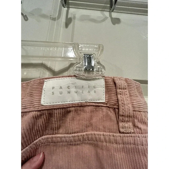 PacSun Solid Pink Corduroy Pants Wide Leg High Waisted Pockets Cotton Women’s 31 - Picture 7 of 10